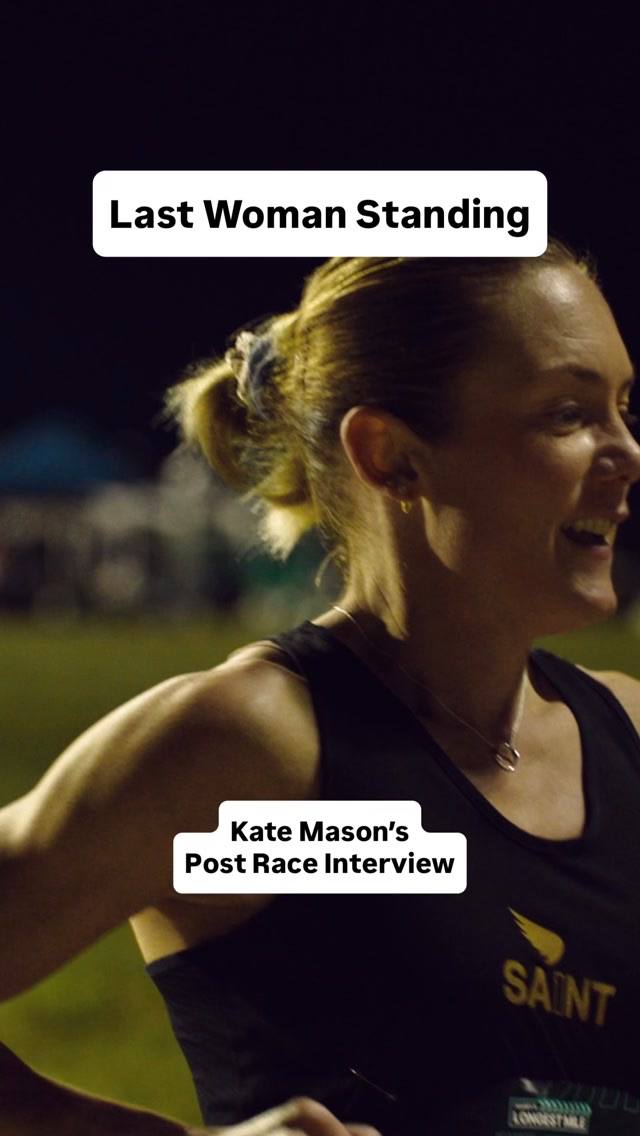 Kate Mason smiling during her post race interview at night